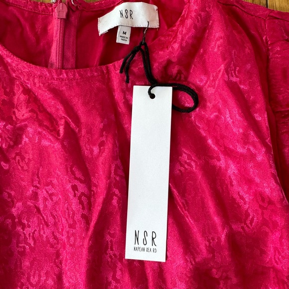 NWT ANTHROPOLOGIE | NSR ANIMAL PRINT SATIN
RUCHED PUFF SLEEVE MINI DRESS - Picture 9 of 10